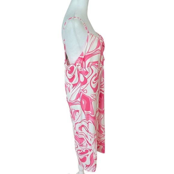 Haley & June Plus 2X Bodycon Midi Dress Pink White Print Cutout Stretch - Picture 5 of 7